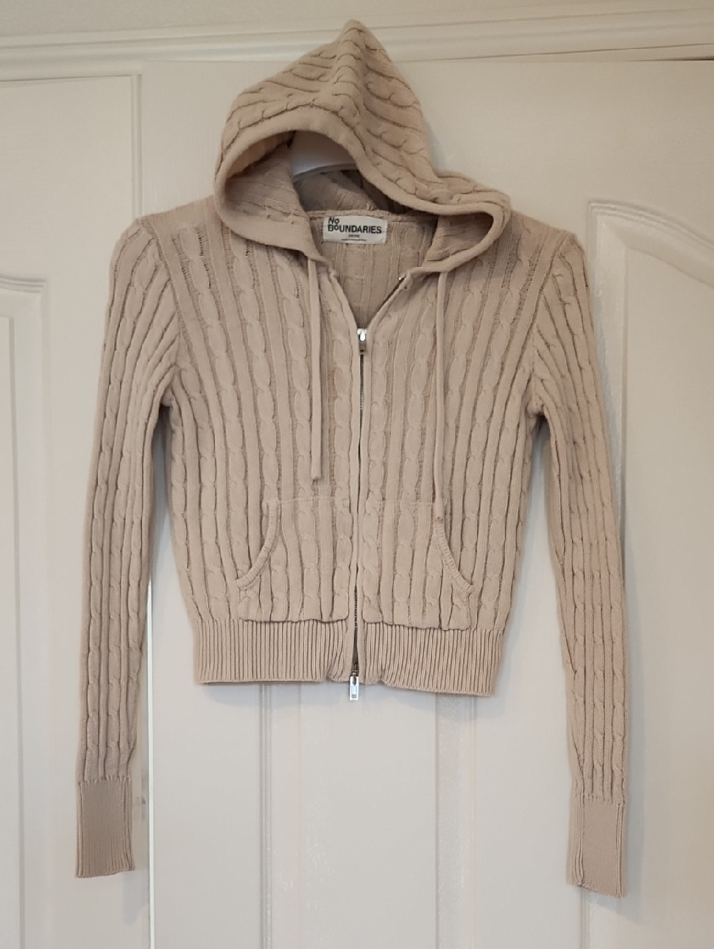 No Boundaries Hooded Knit Sweater Cardigan Size XXS